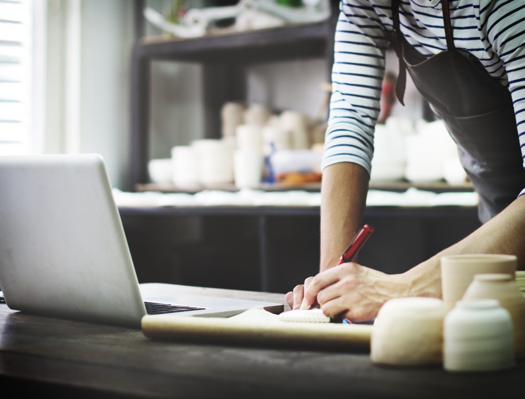 Craftsman Browsing Laptop Connection Technology Concept