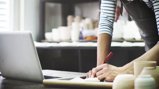 Craftsman Browsing Laptop Connection Technology Concept